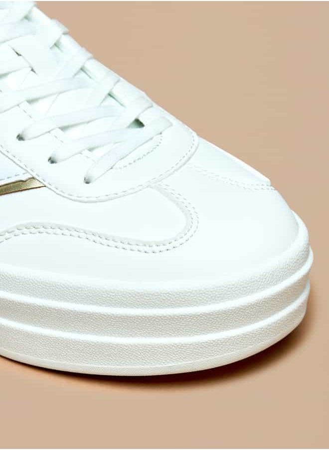 Women Panelled Lace-Up Low Ankle Sneakers