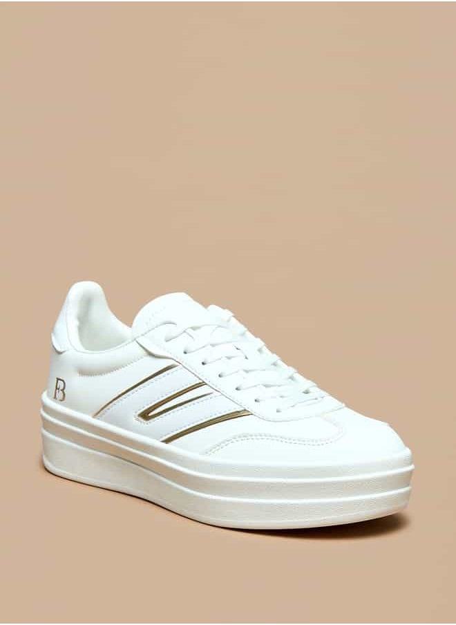 Women Panelled Lace-Up Low Ankle Sneakers