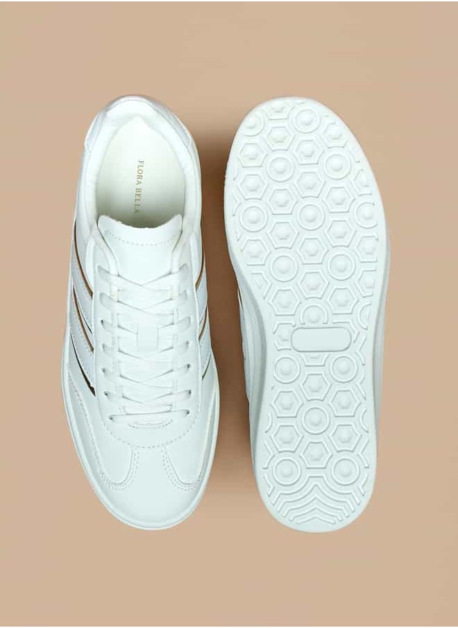 Women Panelled Lace-Up Low Ankle Sneakers
