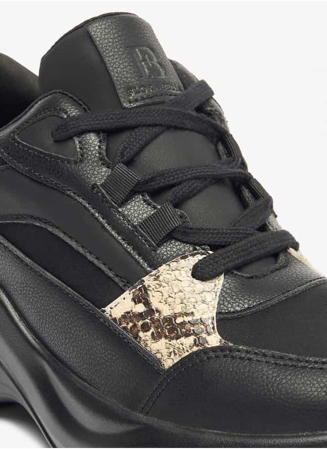 Women Lace-Up Low Ankle Sneakers with Wedge Heels