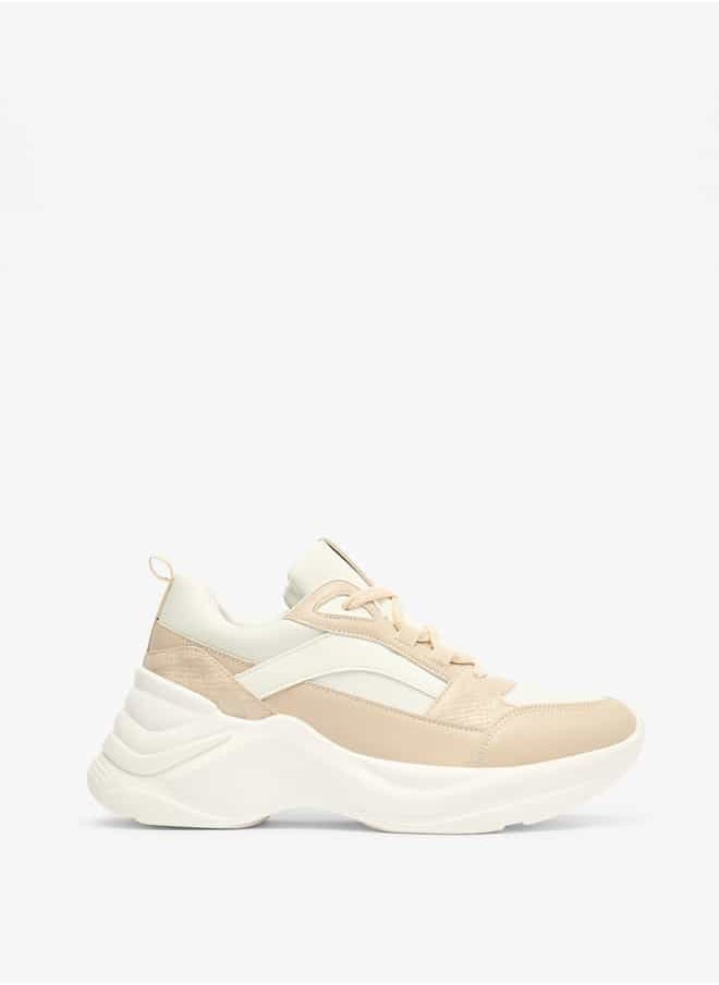 Women Lace-Up Low Ankle Sneakers with Wedge Heels