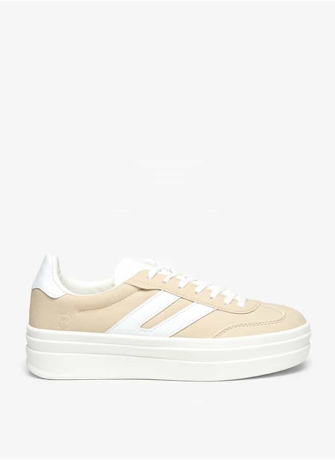 Women Panelled Lace-Up Low Ankle Sneakers