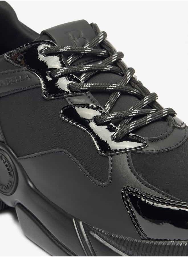 Women Monotone Lace-Up Low Ankle Sneakers with Pull Tabs