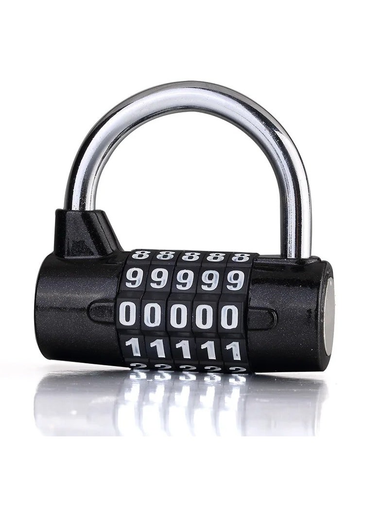 Combination Padlock, 5 Dial Digit Number Combination Travel Password Lock, Resettable Code Combo Security Lock, Compact And Durable Lock For Cabinet Gate Locker Toolbox Gym, (1pc, Black)