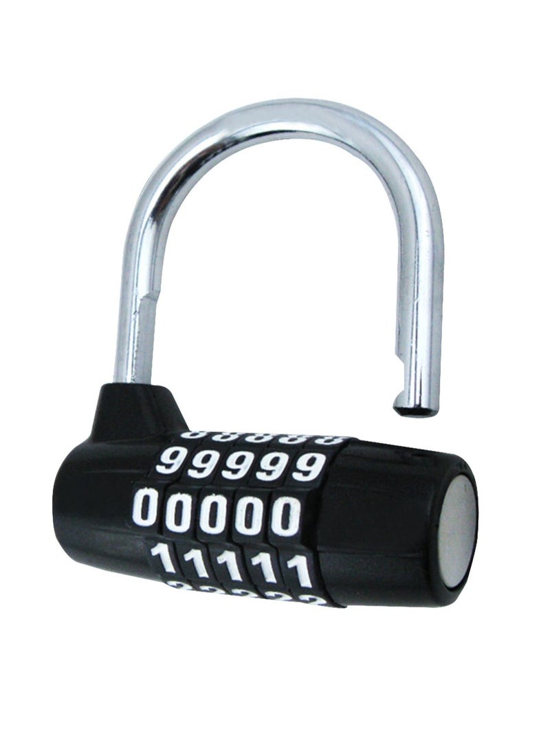 Combination Padlock, 5 Dial Digit Number Combination Travel Password Lock, Resettable Code Combo Security Lock, Compact And Durable Lock For Cabinet Gate Locker Toolbox Gym, (1pc, Black)