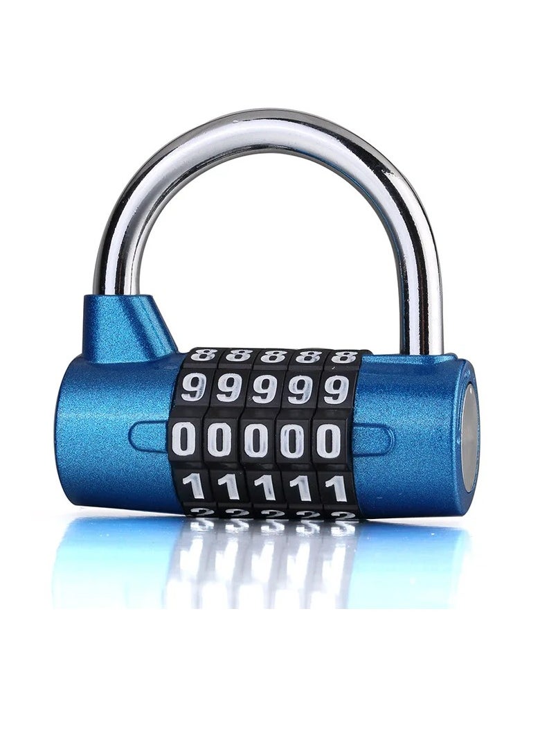 Combination Padlock, 5 Dial Digit Number Combination Travel Password Lock, Resettable Code Combo Security Lock, Compact And Durable Lock For Cabinet Gate Locker Toolbox Gym, (1pc, Blue)