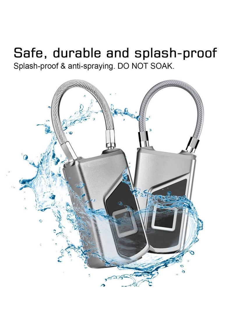 Fingerprint lock with Key Backup, Smart keyless Waterproof Fingerprint Padlock Ideal for Gym, Door, Luggage, Suitcase, Backpack, Bike, Office