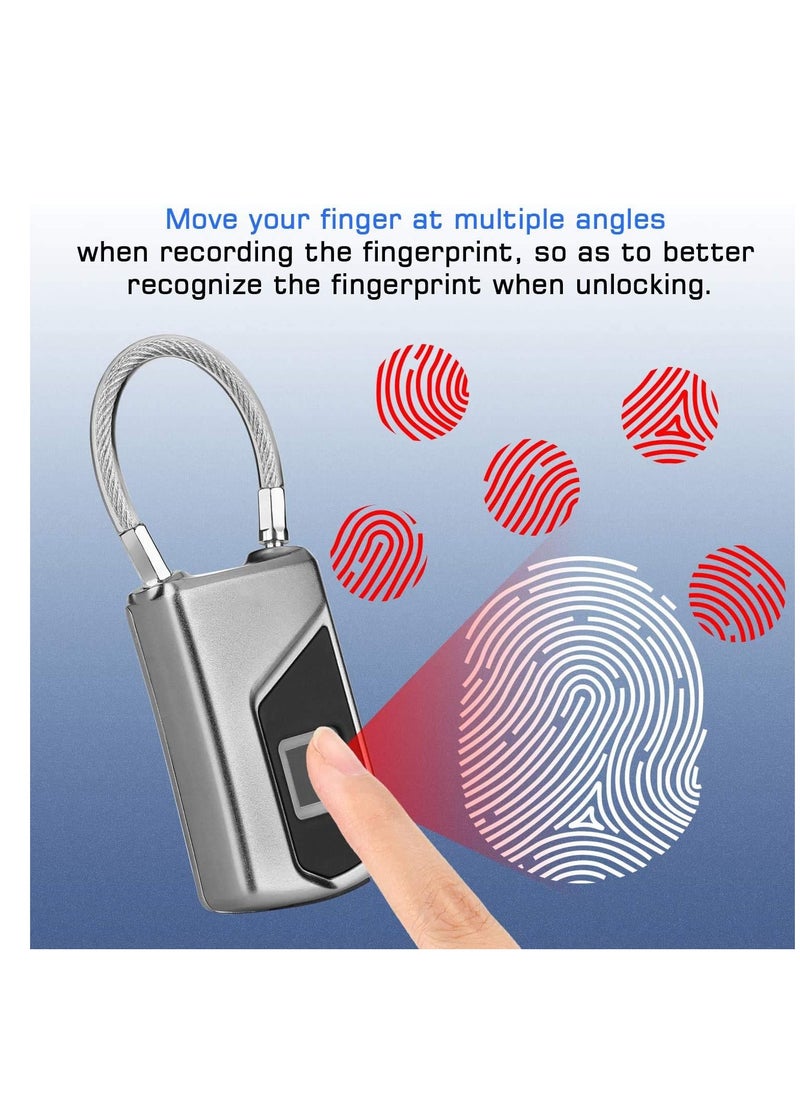 Fingerprint lock with Key Backup, Smart keyless Waterproof Fingerprint Padlock Ideal for Gym, Door, Luggage, Suitcase, Backpack, Bike, Office