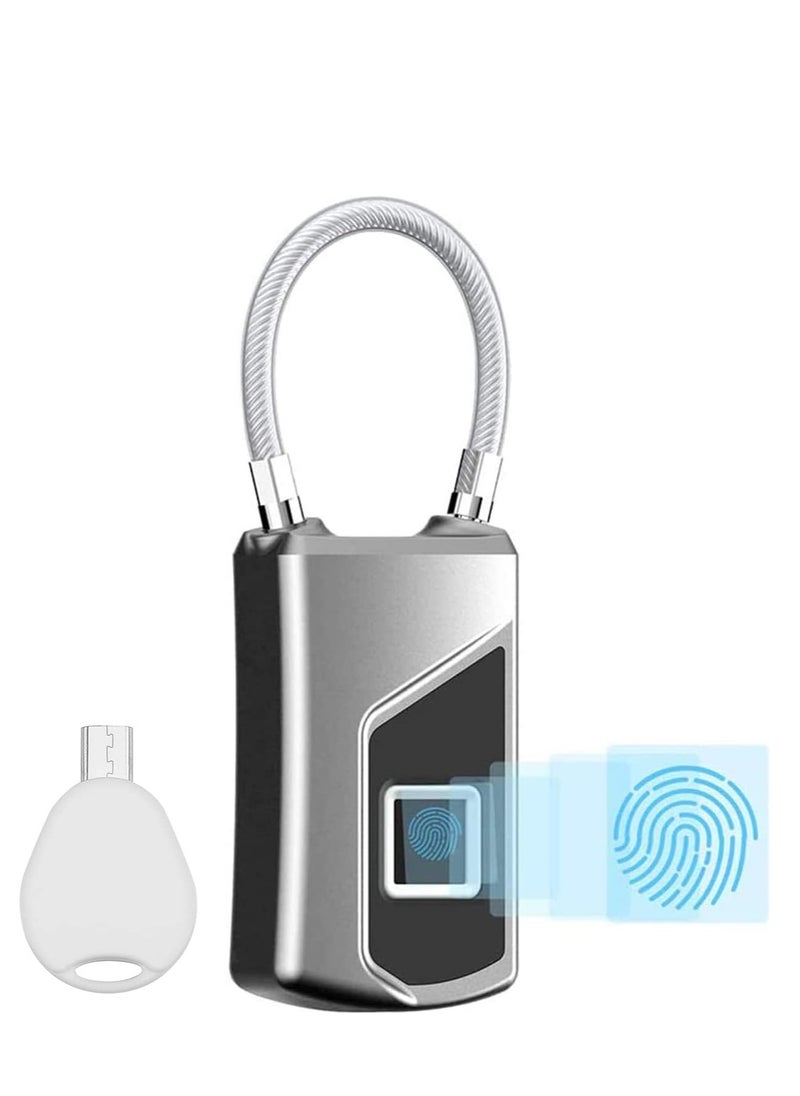 Fingerprint lock with Key Backup, Smart keyless Waterproof Fingerprint Padlock Ideal for Gym, Door, Luggage, Suitcase, Backpack, Bike, Office