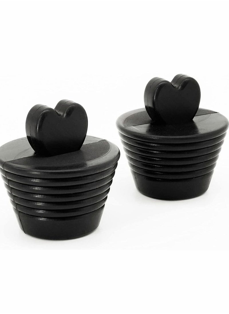 Universal Bathtub Stopper,  2 Pack Universal Drain Stoppers Bathtub Stopper for Bathtub and Bathroom Sink Drains, Kitchen Silicone Sink Stopper for Kitchen Bathtub Sink Drains (Black)