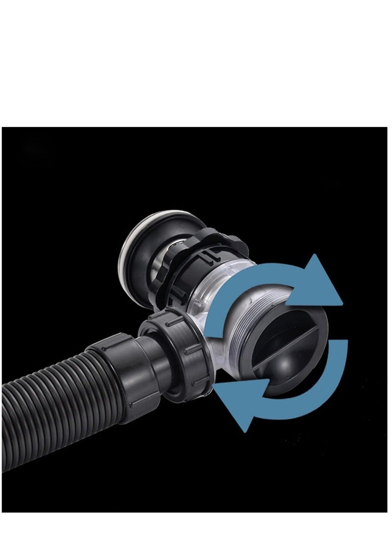 Bathroom Sink Drain Kit, Stainless Steel Expandable Sink Drain Pipe Kit, P Trap Sink Drain Pipe, Trap with Built in Anti Clogging Stopper, Integrated Wash Basin Sink Drain Pipe