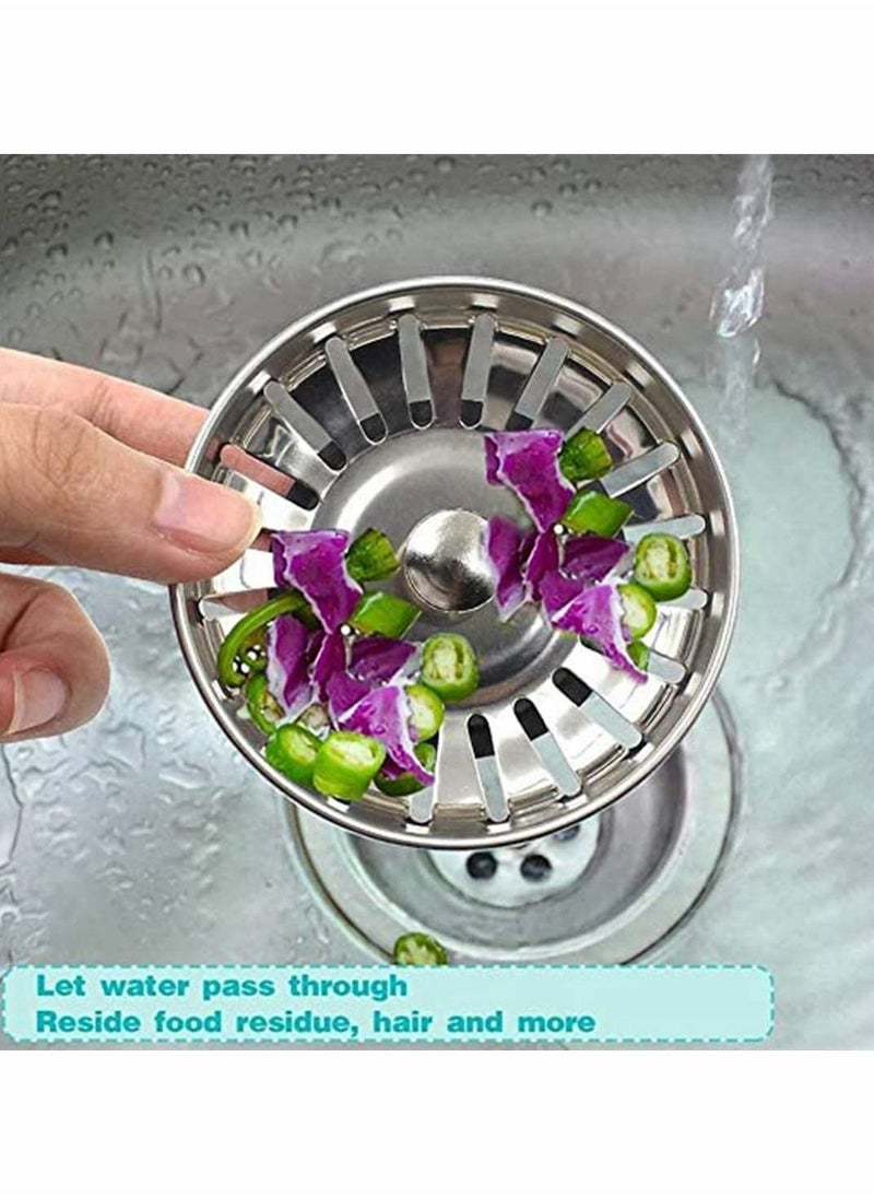 Sink Strainer Kitchen Sink Basket Strainer Replacement Stainless Steel Waste Plug Basin Sink Filter Stopper For Kitchen Bathroom Accessories