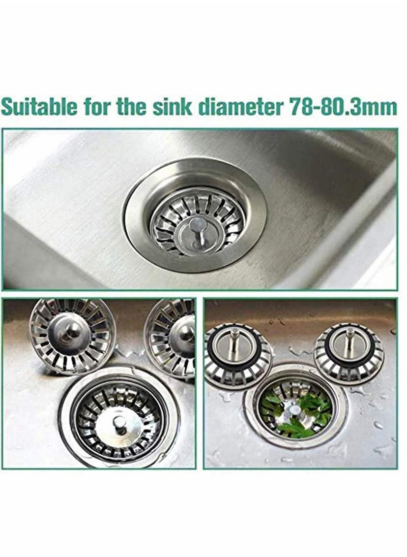 Sink Strainer Kitchen Sink Basket Strainer Replacement Stainless Steel Waste Plug Basin Sink Filter Stopper For Kitchen Bathroom Accessories