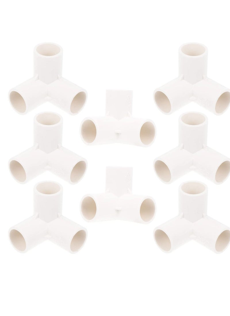 3 Way PVC Fitting Elbow, 8Pcs Water Pipe Adapters Pipe Corner, Connectors Pipe Accessories Connection Joints for DIY PVC Shelf Garden Support Structure White