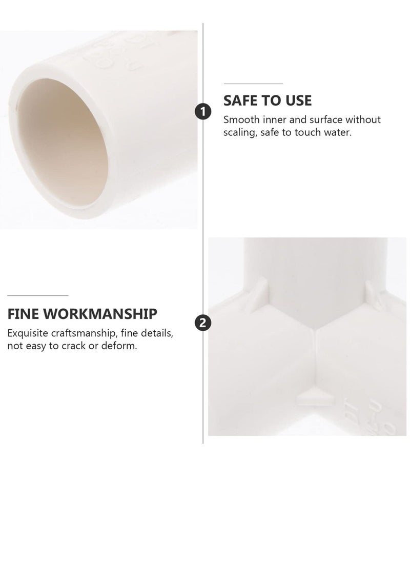 3 Way PVC Fitting Elbow, 8Pcs Water Pipe Adapters Pipe Corner, Connectors Pipe Accessories Connection Joints for DIY PVC Shelf Garden Support Structure White