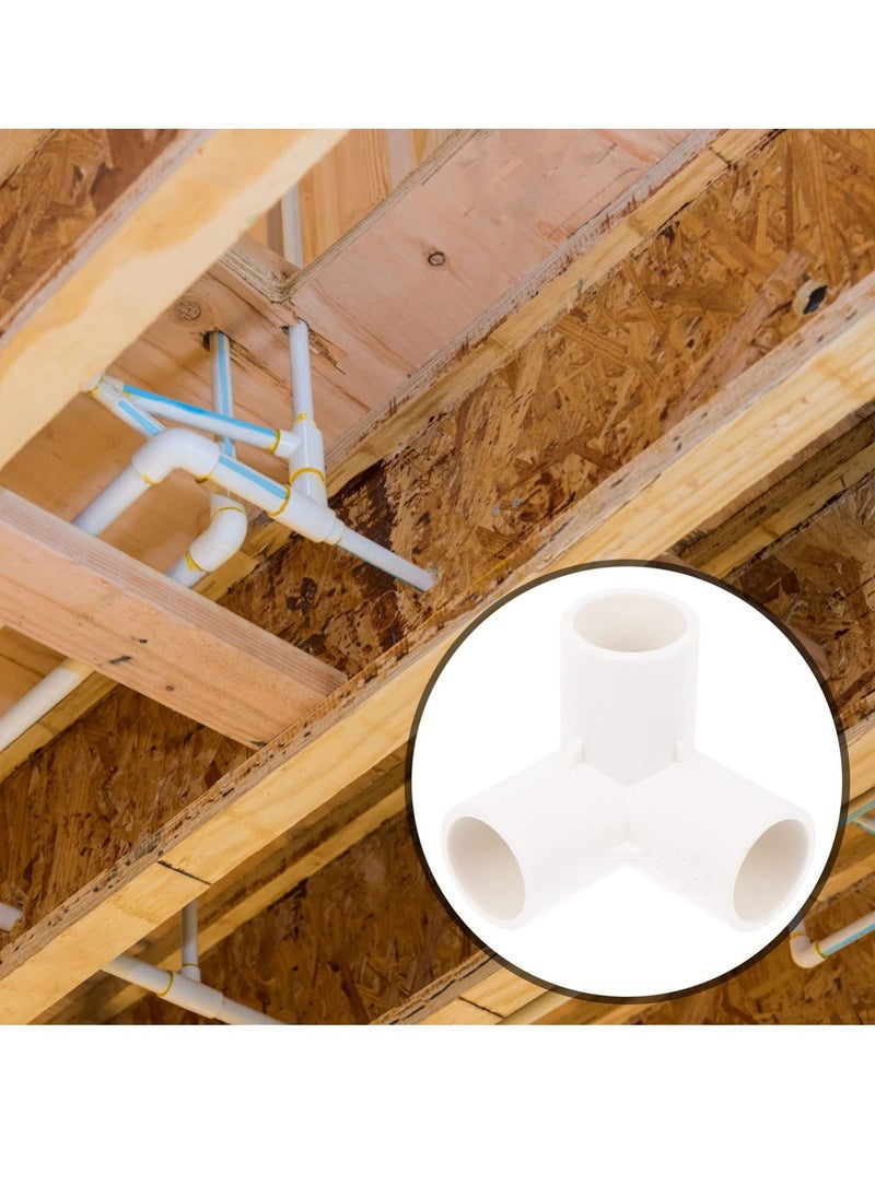 3 Way PVC Fitting Elbow, 8Pcs Water Pipe Adapters Pipe Corner, Connectors Pipe Accessories Connection Joints for DIY PVC Shelf Garden Support Structure White
