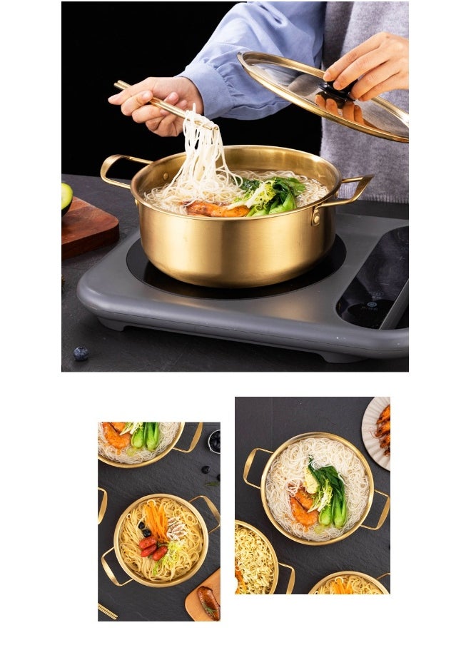 Golden Double-Handle Heavy-Duty Durable Stainless Steel Noodle Soup Pot