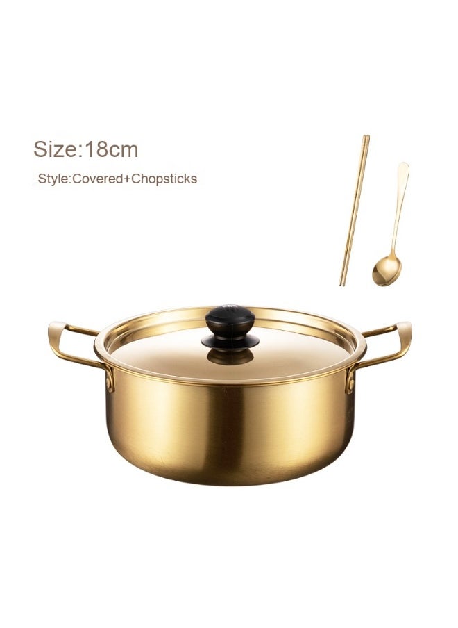 Golden Double-Handled Thickened Durable Stainless Steel Ramen Soup Pot