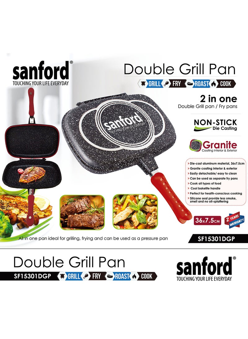 Double Sided Grilling Pan Grey 15x6x8cm