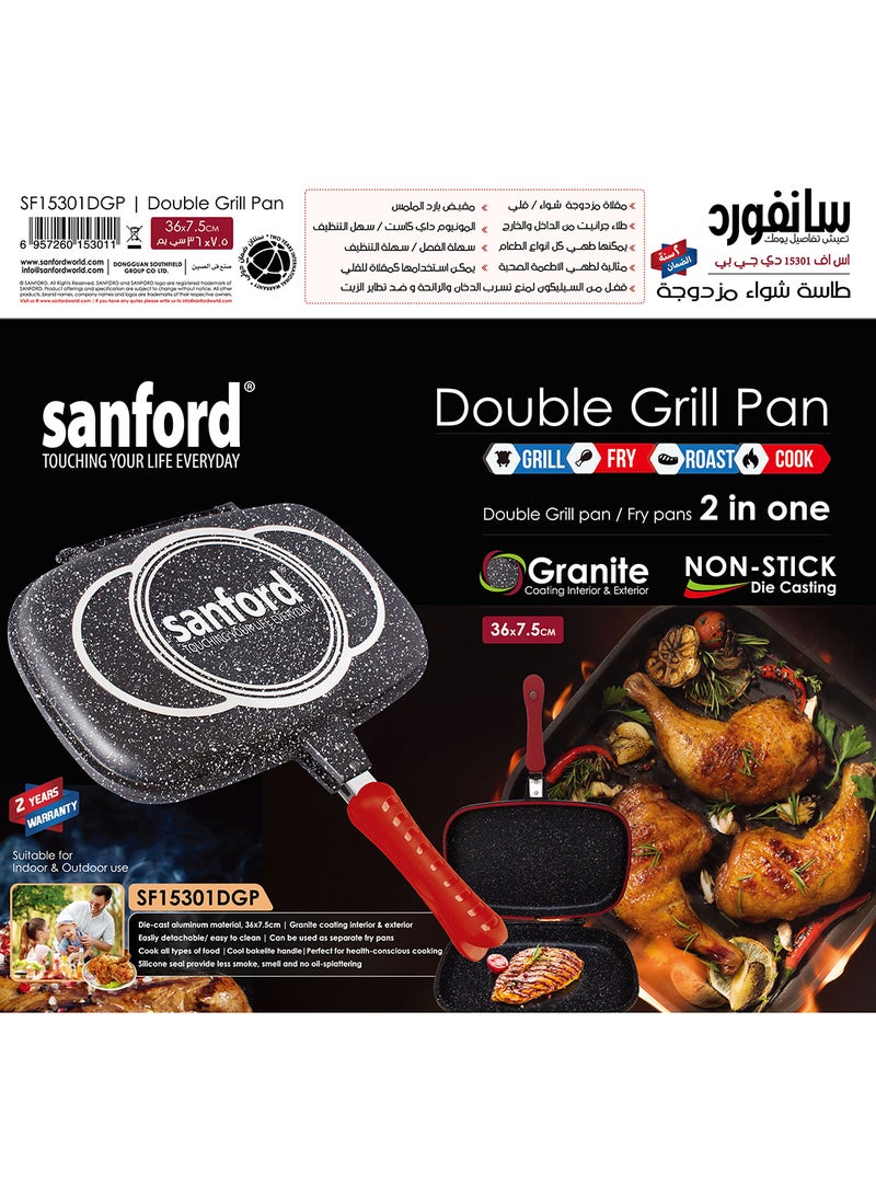 Double Sided Grilling Pan Grey 15x6x8cm