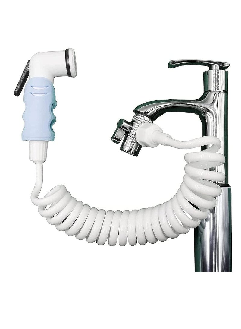 Portable Travel Shattaf, Travel Shattaf Portable Bidet Sprayer Toilet Sprayer, Shatafa Set with Hose and Adaptors for Faucets, Easy to Install upto 2.5M Extendable Pipe