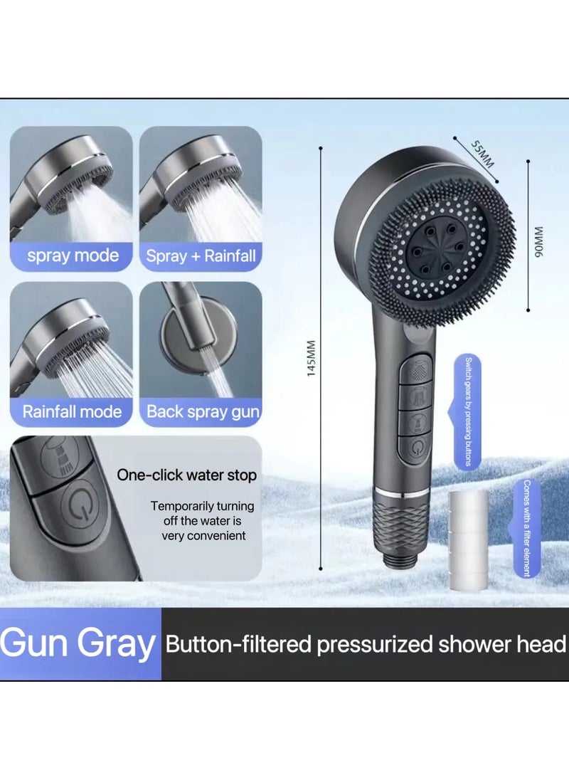 Massage Water Saving Plastic SPA Retro Shower Head Grey Color Bathroom Rain Shower Head Waterfall Shower