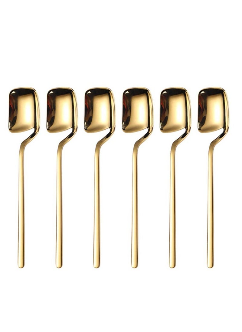Espresso Spoons, Set of 6 Premium Food Grade Stainless Steel Small Spoons Gold Teaspoons Espresso Spoons Mini Spoons for Tasting, Sugar, Tea, Ice Cream