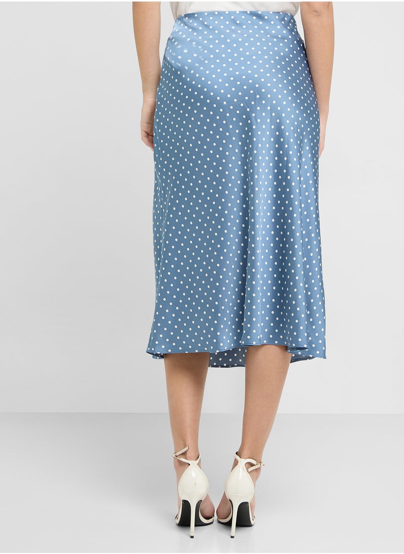 Polka-Dot Charmeuse One-Shoulder dress