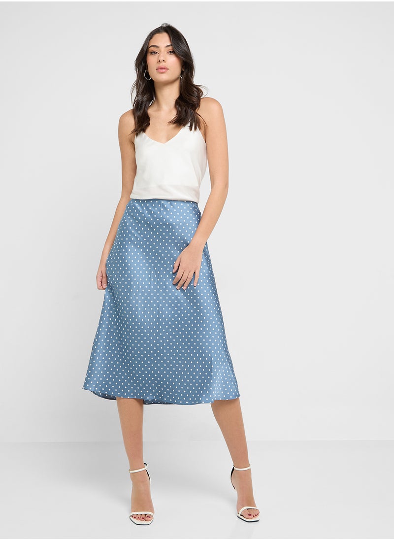 Polka-Dot Charmeuse One-Shoulder dress