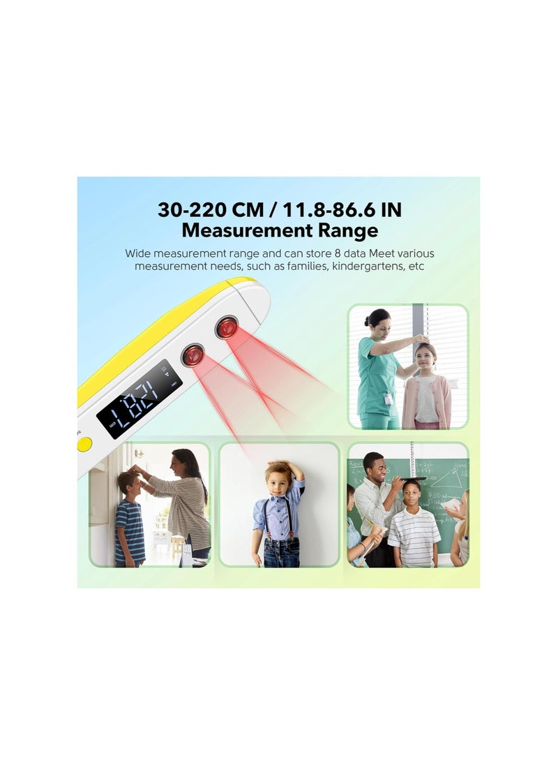 Ultrasound Body Height Stadiometer, Portable Handheld Cordless Height Measurement Device, with Temperature Display, Precision Room Decor, for Children and Adults 30cm-220cm / 11.8in-86.6in