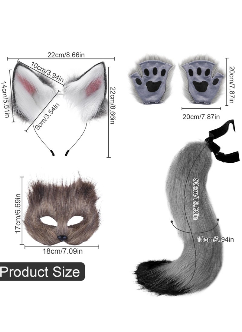 Therian Mask and Tail Set for Girls Cat Cosplay Ears Wolf