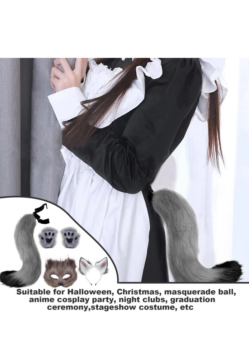 Therian Mask and Tail Set for Girls Cat Cosplay Ears Wolf