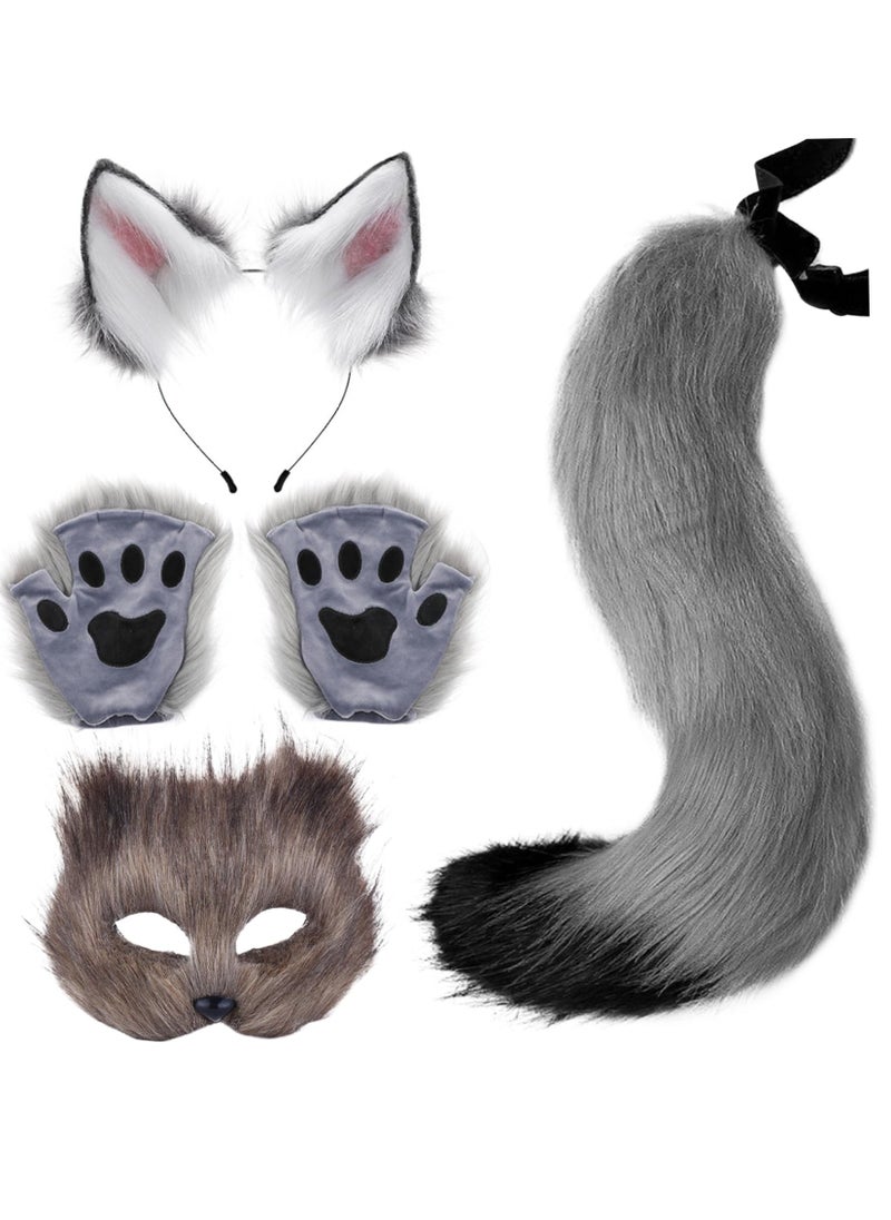 Therian Mask and Tail Set for Girls Cat Cosplay Ears Wolf