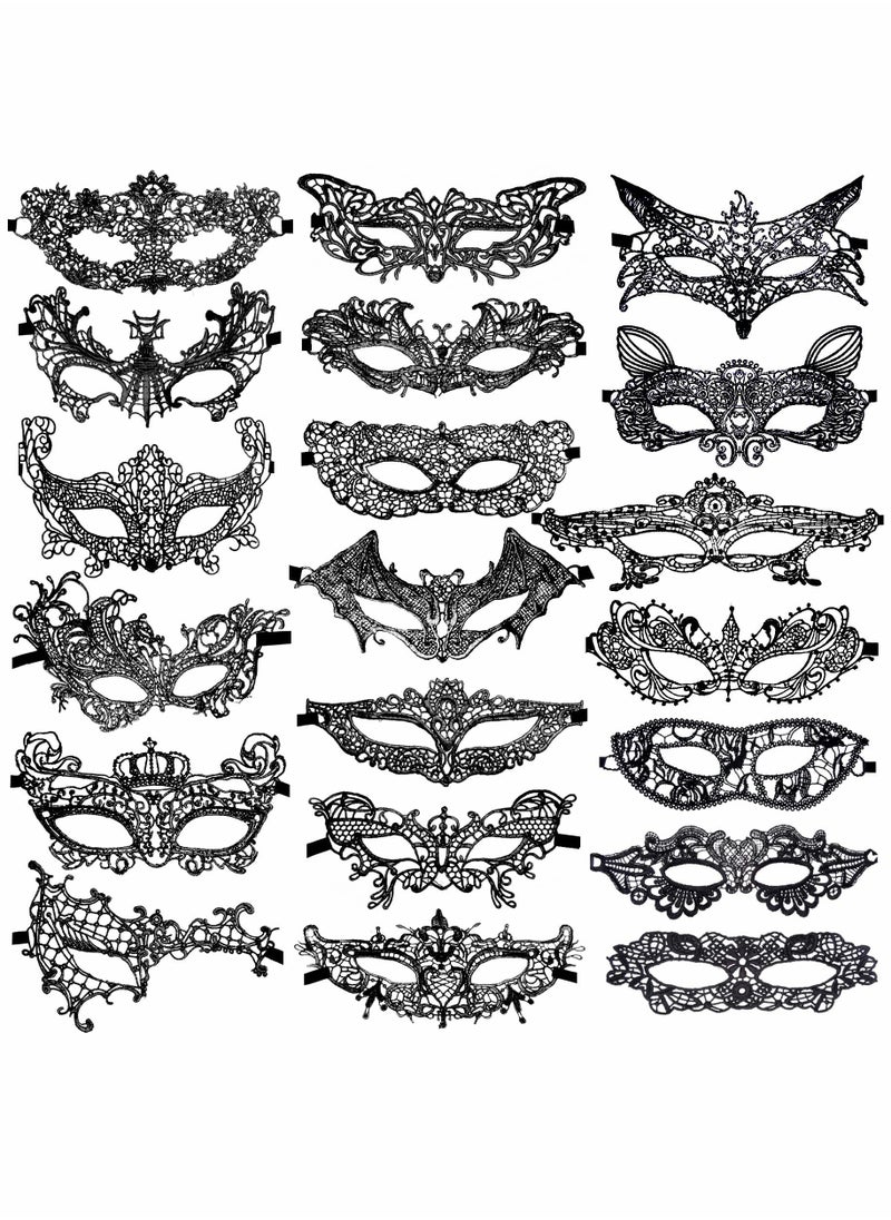 Masquerade Masks Bulk Lace Mask, 20 Pieces Women Black Venetian Mask for Party Ball