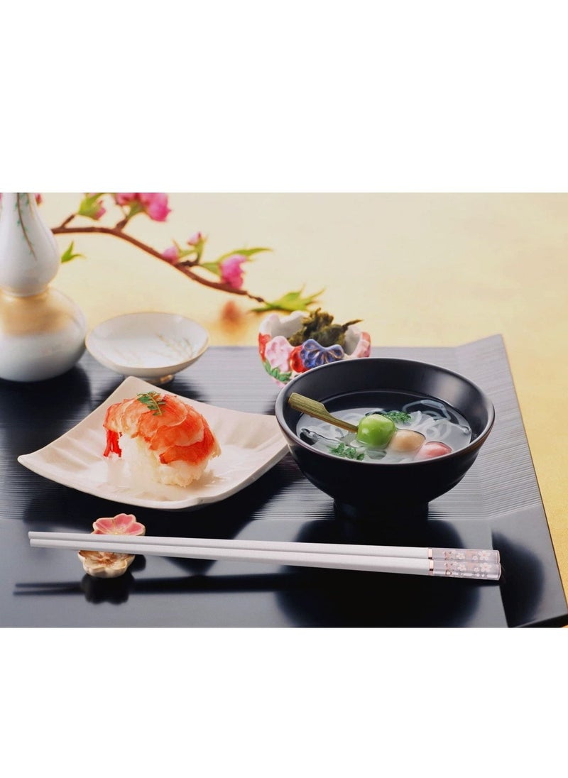Reusable Chopsticks, 5 Pairs Chopsticks Fiberglass Chop Sticks Dishwasher Safe Reusable Non-Slip Chop Sticks 9.5 Inches Sakura Amber Japanese Chinese Style Colourful Chopstick Family Multipack