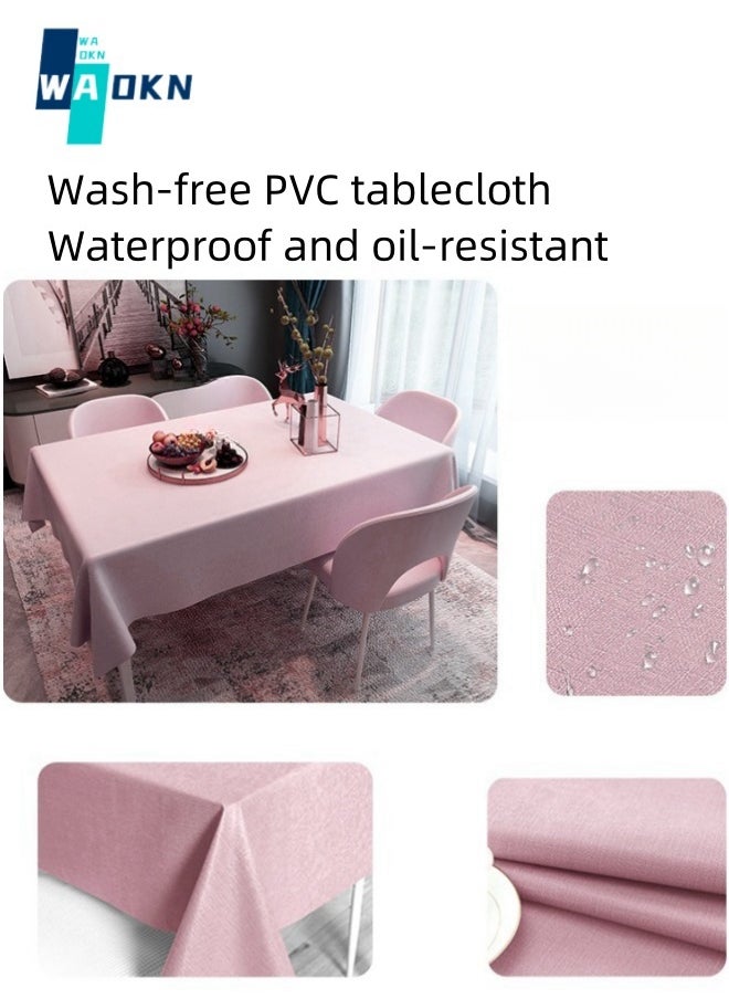 Simple Solid Color Tablecloth for Household Use, PVC Material Table Top Protection, Rectangular Table Top Decoration, Waterproof and Oilproof No-wash Table Cover (140X180 cm-4 Seats)