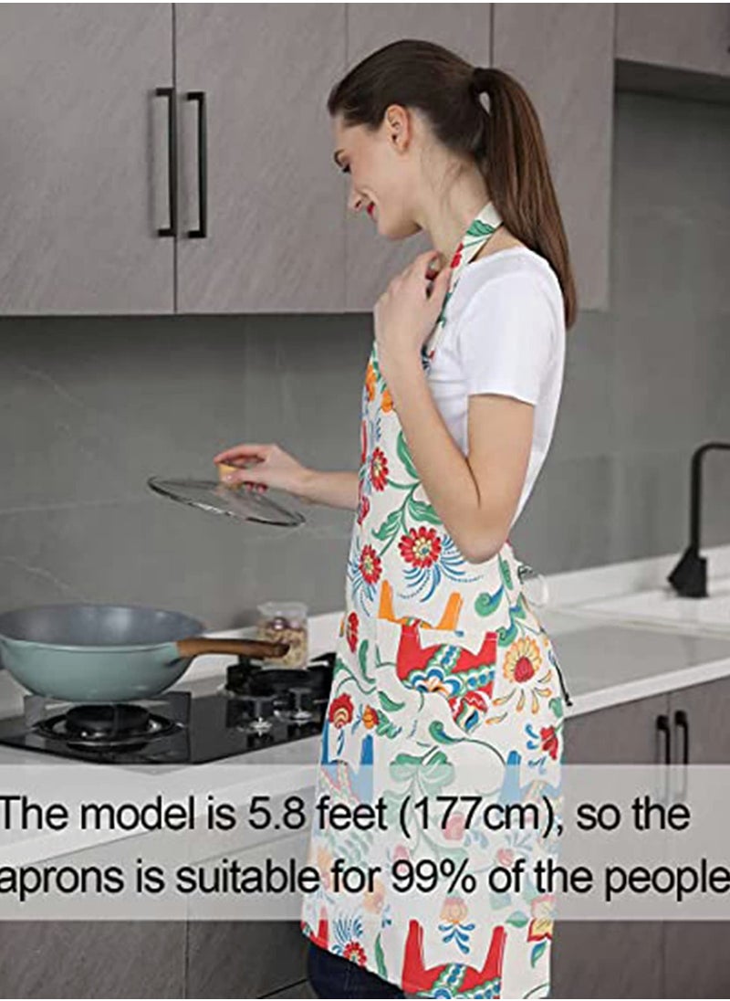 3 Pcs Cooking kitchen Baking Aprons for Women with 2 Pockets Vintage Cotton Linen for Cooking Grill and Baking