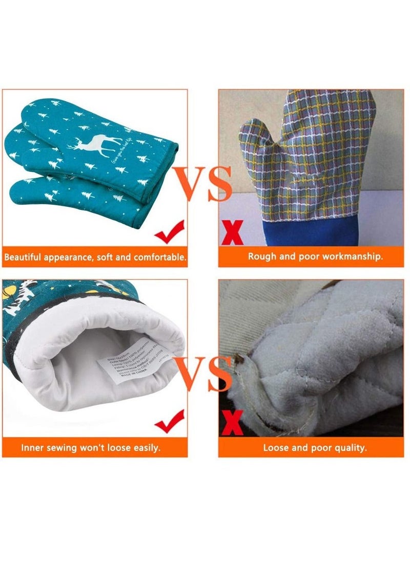 1 Pair Oven Gloves, Kitchen Heat Resistant Anti Scald Gloves for Oven Microwave Pot Lovely Cat Design (Gray)