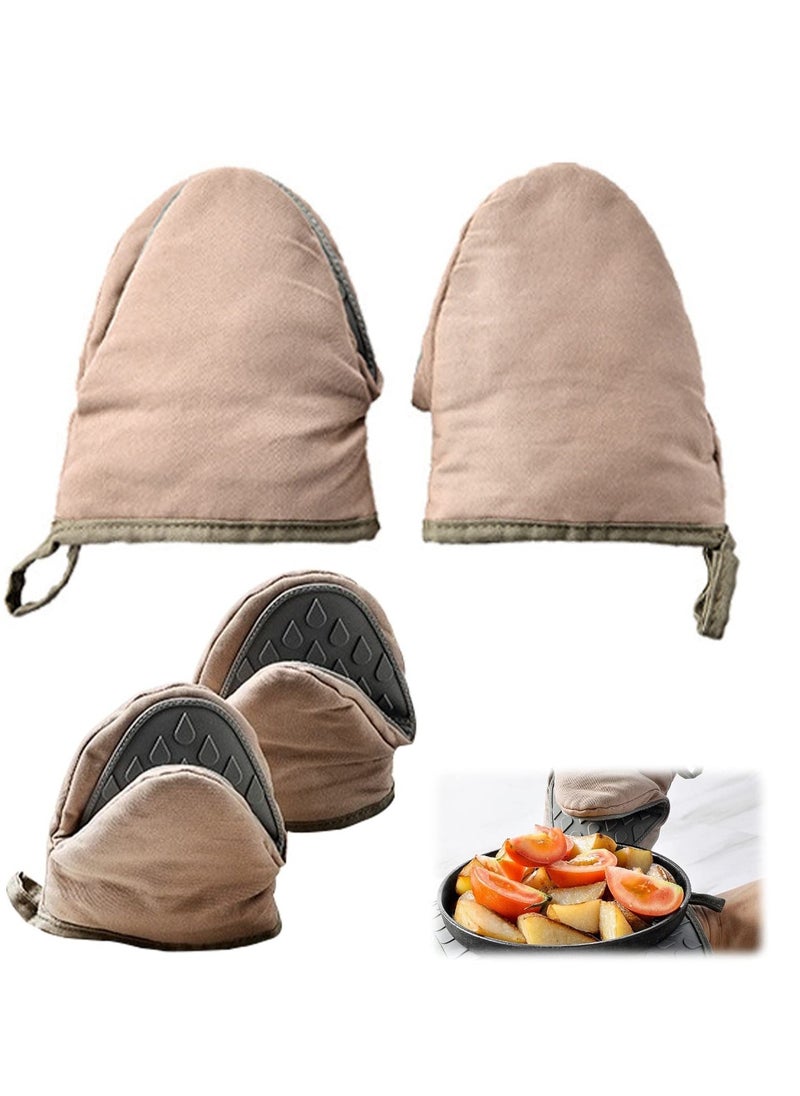 Silicone Cooking Pinch Grips Oven Mitts, Finger Protector Pot Holder for Kitchen,Cooking,Baking,BBQ - Heat Resistant Gloves (2 Sets)