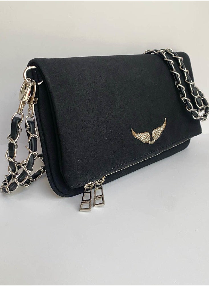 ZADIG & VOLTAIRE Folding Zipper Velvet Wing Bag