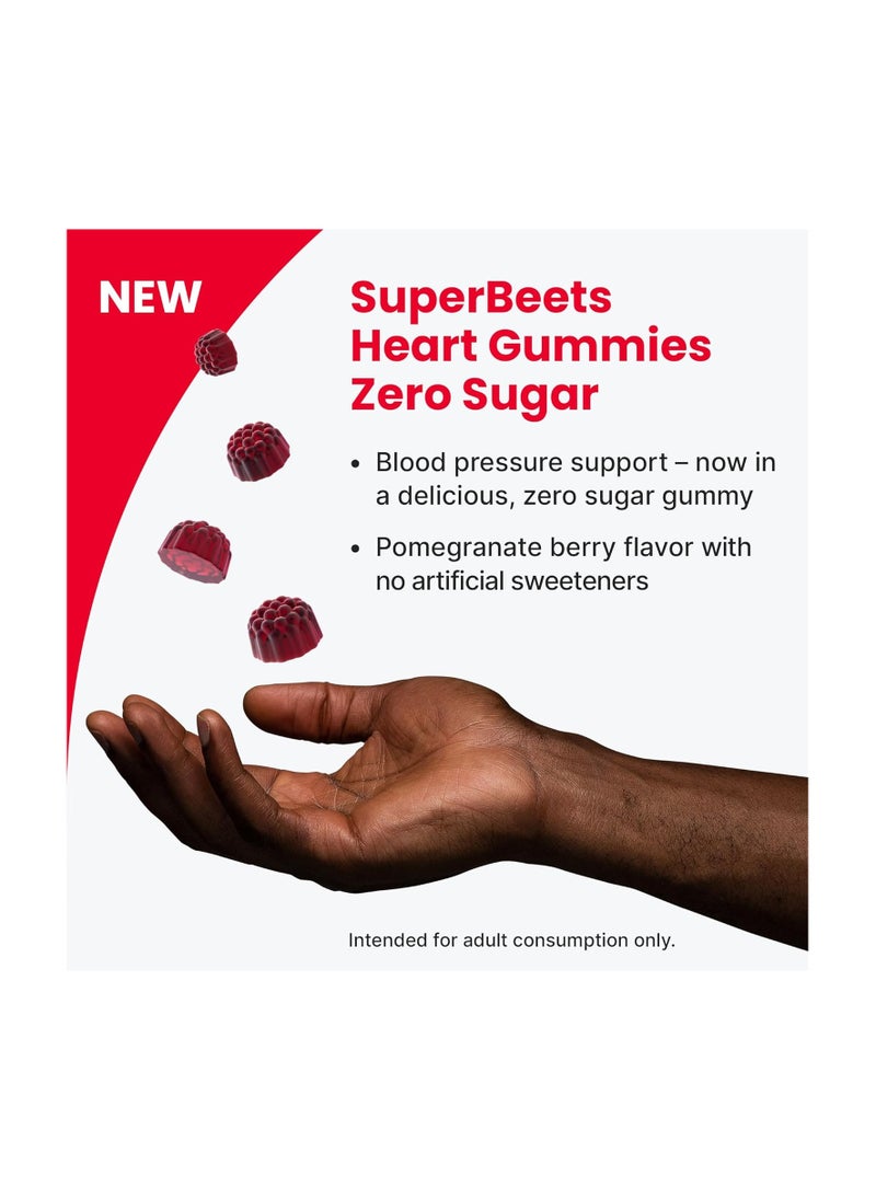 humanN SuperBeets Heart Gummies - Heart-Healthy Energy, Grape Seed Extract & Beet Root Powder - Sugar Free - Pomegranate Berry Flavor, 60 Count