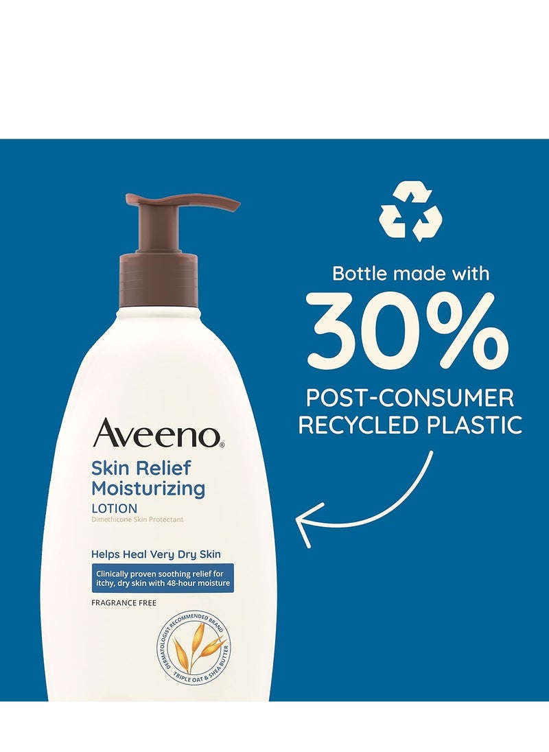 Aveeno Skin Relief Fragrance-Free Moisturizing Lotion for Sensitive Skin, 18 fl. oz (Pack of 1) | Itchy, Extra-Dry Skin