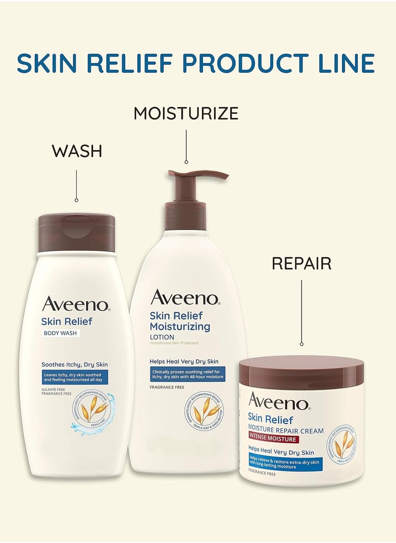 Aveeno Skin Relief Fragrance-Free Moisturizing Lotion for Sensitive Skin, 18 fl. oz (Pack of 1) | Itchy, Extra-Dry Skin