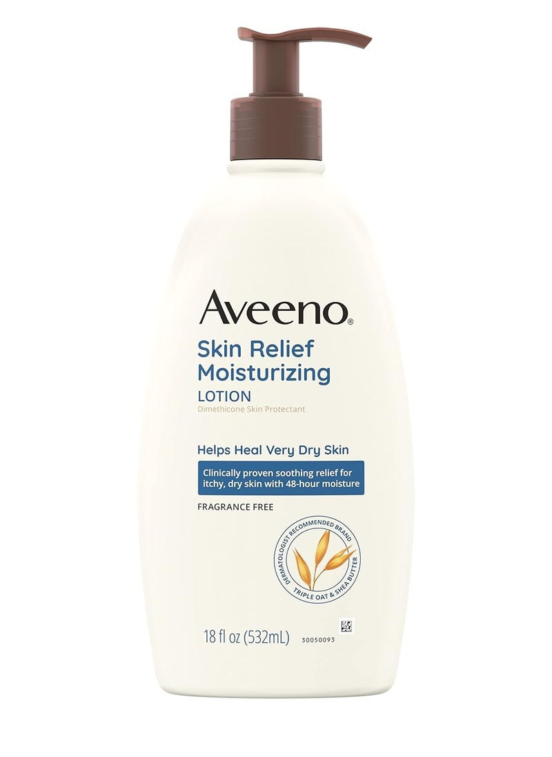 Aveeno Skin Relief Fragrance-Free Moisturizing Lotion for Sensitive Skin, 18 fl. oz (Pack of 1) | Itchy, Extra-Dry Skin