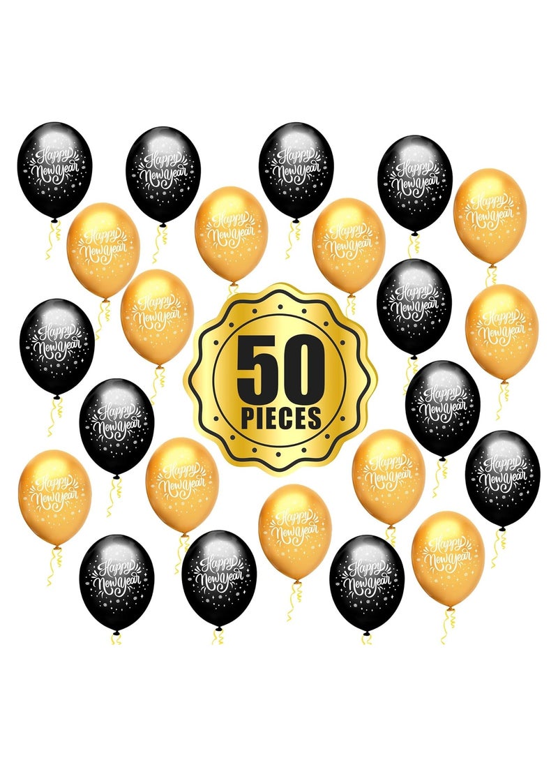 New Year Balloons Pack Of 50-Black And Gold Balloons-New Year Latex Balloons,New Years Eve Party Supplies