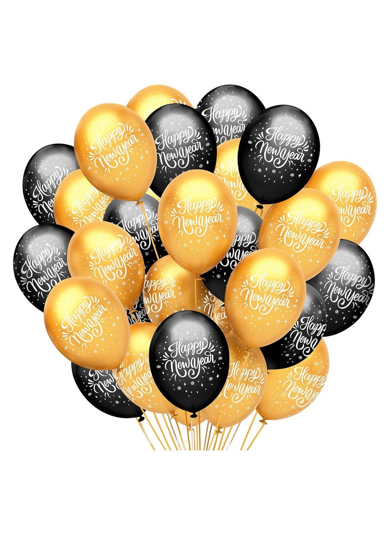 New Year Balloons Pack Of 50-Black And Gold Balloons-New Year Latex Balloons,New Years Eve Party Supplies