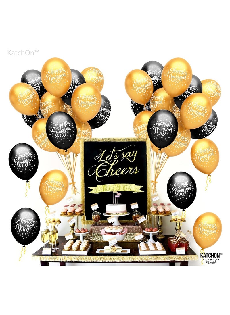 New Year Balloons Pack Of 50-Black And Gold Balloons-New Year Latex Balloons,New Years Eve Party Supplies