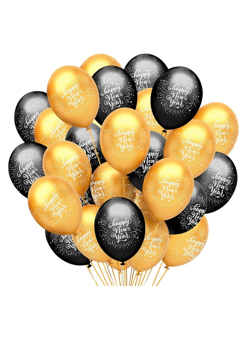 New Year Balloons Pack Of 50-Black And Gold Balloons-New Year Latex Balloons,New Years Eve Party Supplies