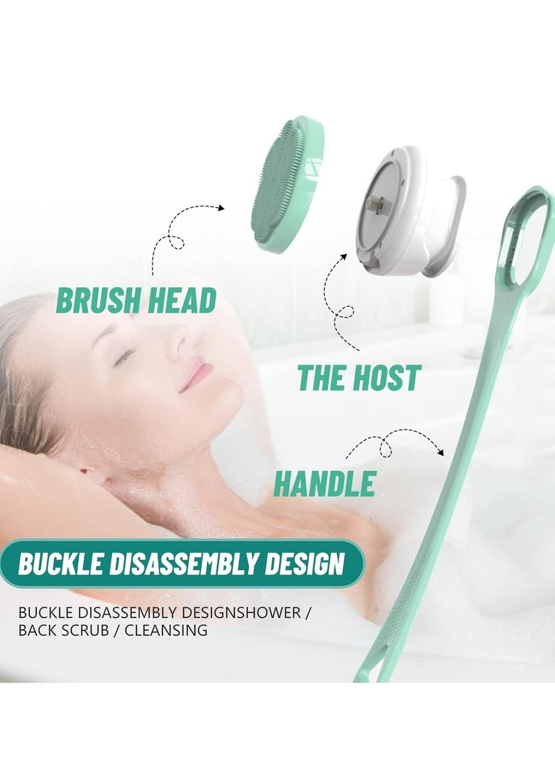 Electric Body Brush Set, Back Scrubber Exfoliator Shower with Long Handle, 6 Heads Waterproof Bath 3 Speeds Rechargeable USB Charging Skin for Deep Cleaning and Relaxing