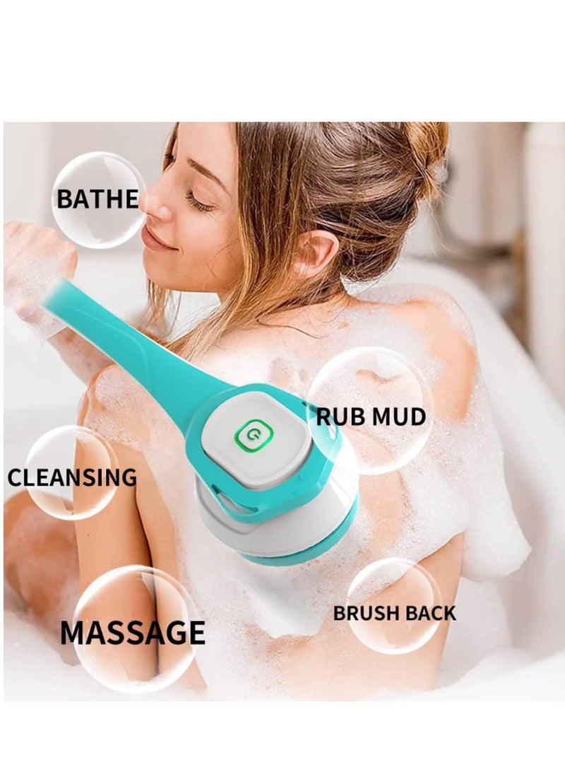 Electric Body Brush Set, Back Scrubber Exfoliator Shower with Long Handle, 6 Heads Waterproof Bath 3 Speeds Rechargeable USB Charging Skin for Deep Cleaning and Relaxing